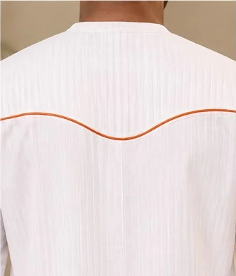 Back of the Kofi Kaftan Set with curved copper piping