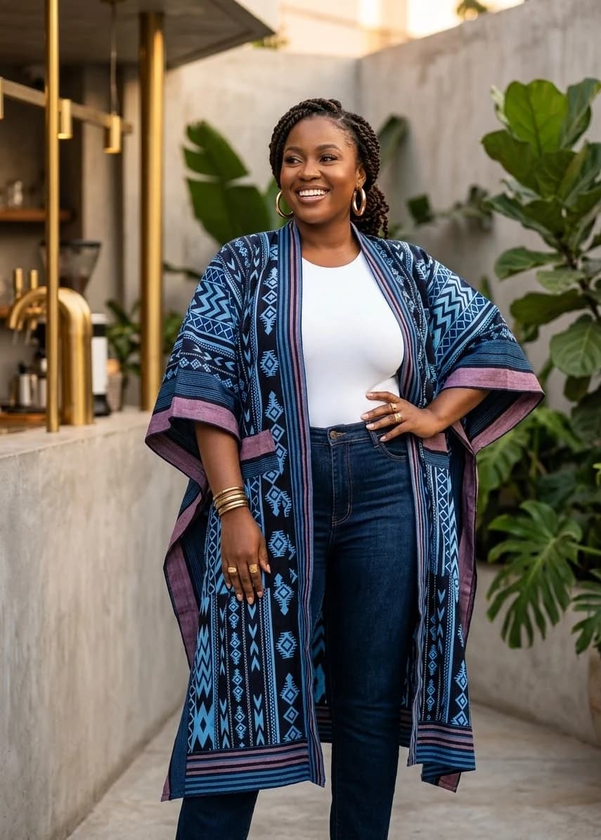 Indigo Adinkra Kimono