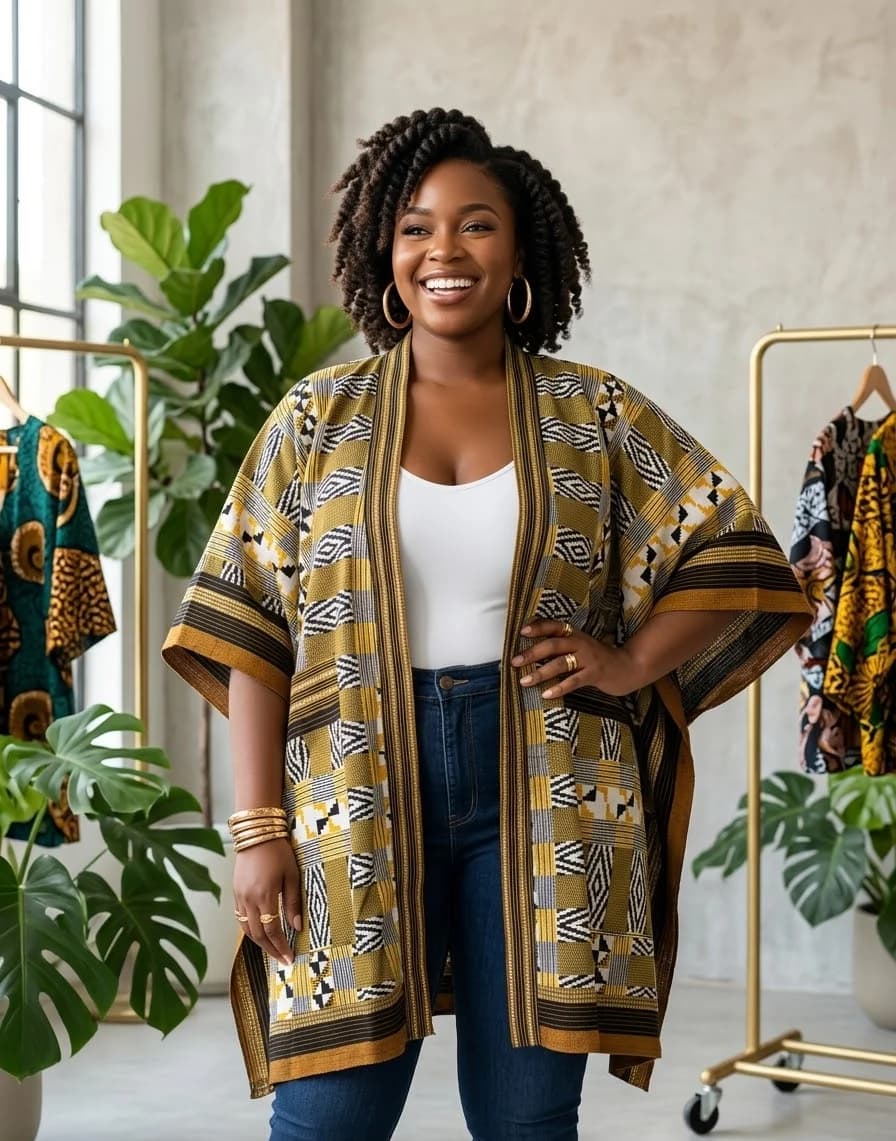 Kente Gold Kimono in gold kente